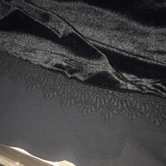 Ava James Black Velvet Lace Trim Blouse. - Picture 6 of 7